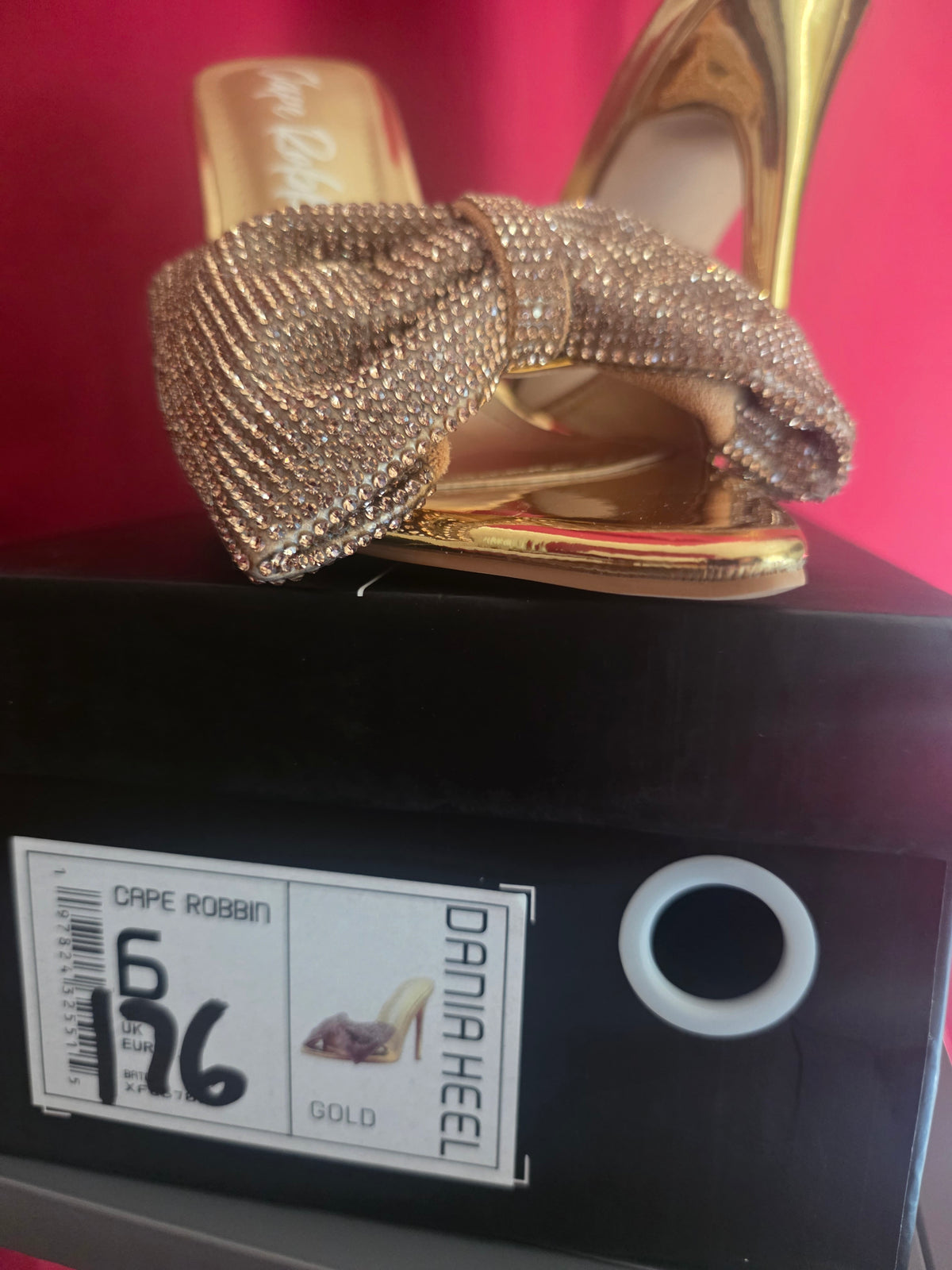 Cape Robbin Dania Gold Rhinestone Bow Heels Women’s Size 6