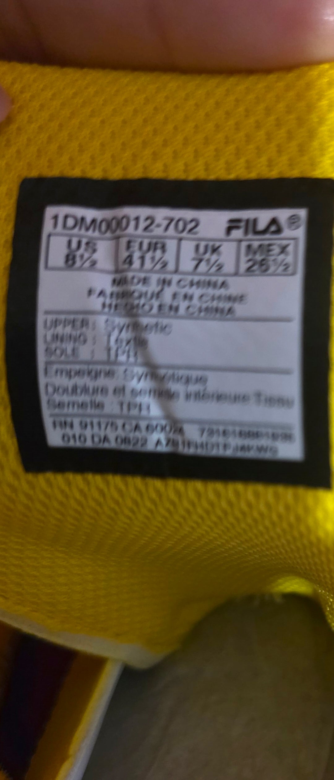 FILA Mach 7 Yellow Sneakers – Size 8.5