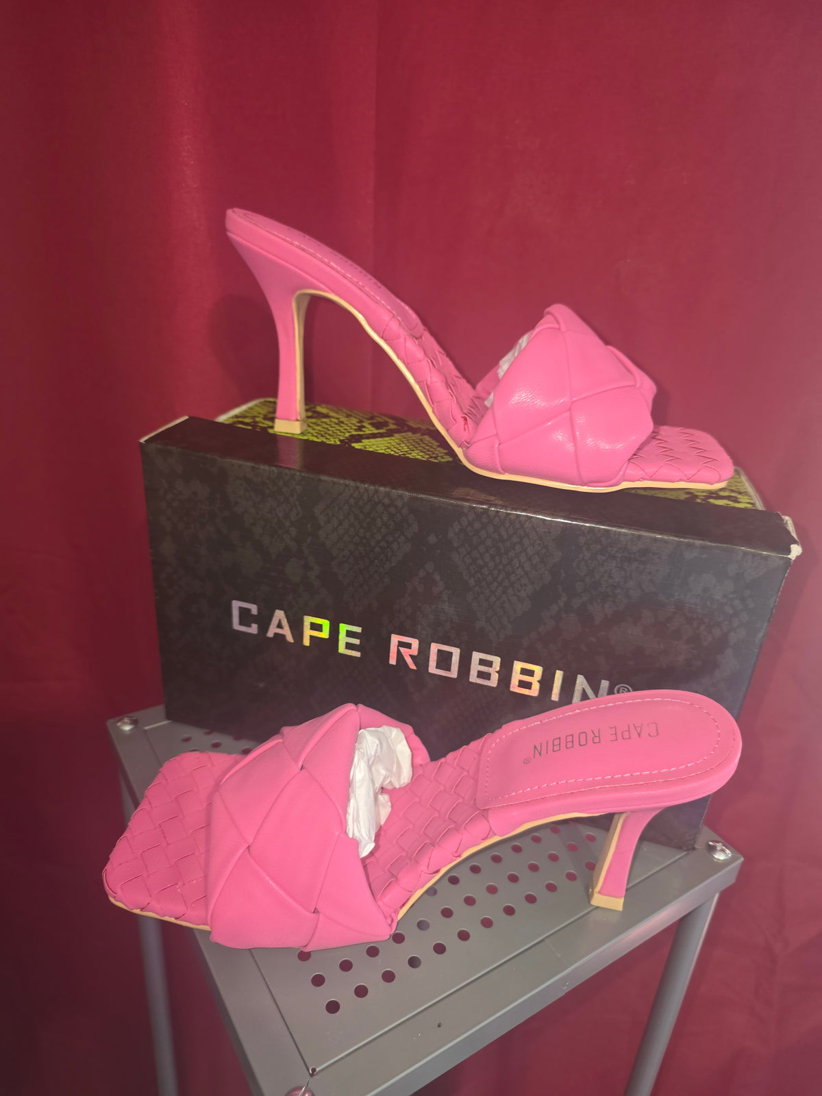 Cape Robbin Wave It Women's Pink Braided High Heel Slide Sandals – Size 6.5