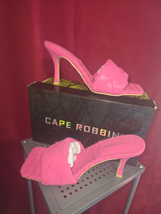 Cape Robbin Wave It Women's Pink Braided High Heel Slide Sandals – Size 6.5