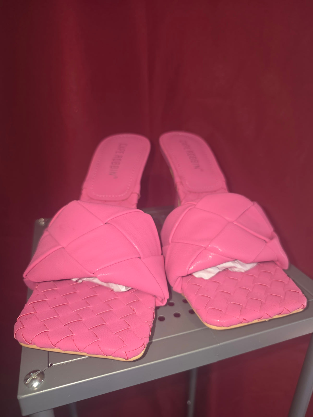 Cape Robbin Wave It Women's Pink Braided High Heel Slide Sandals – Size 6.5