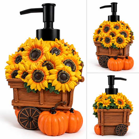 Fall Sunflower & Pumpkin Soap Dispenser – Farmhouse Kitchen & Bathroom Decor
