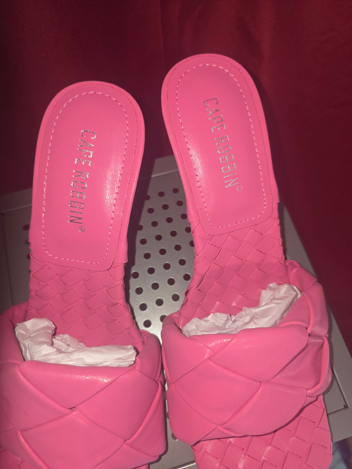 Cape Robbin Wave It Women's Pink Braided High Heel Slide Sandals – Size 6.5