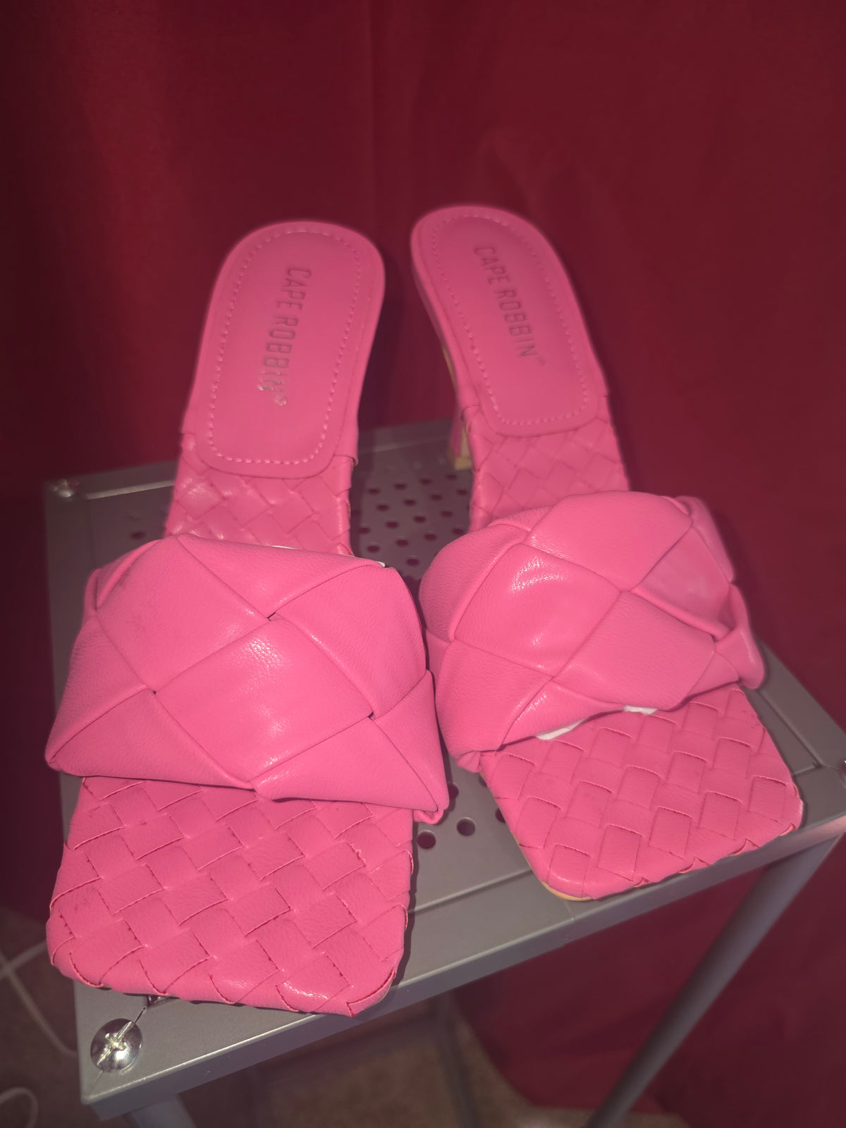 Cape Robbin Wave It Women's Pink Braided High Heel Slide Sandals – Size 6.5