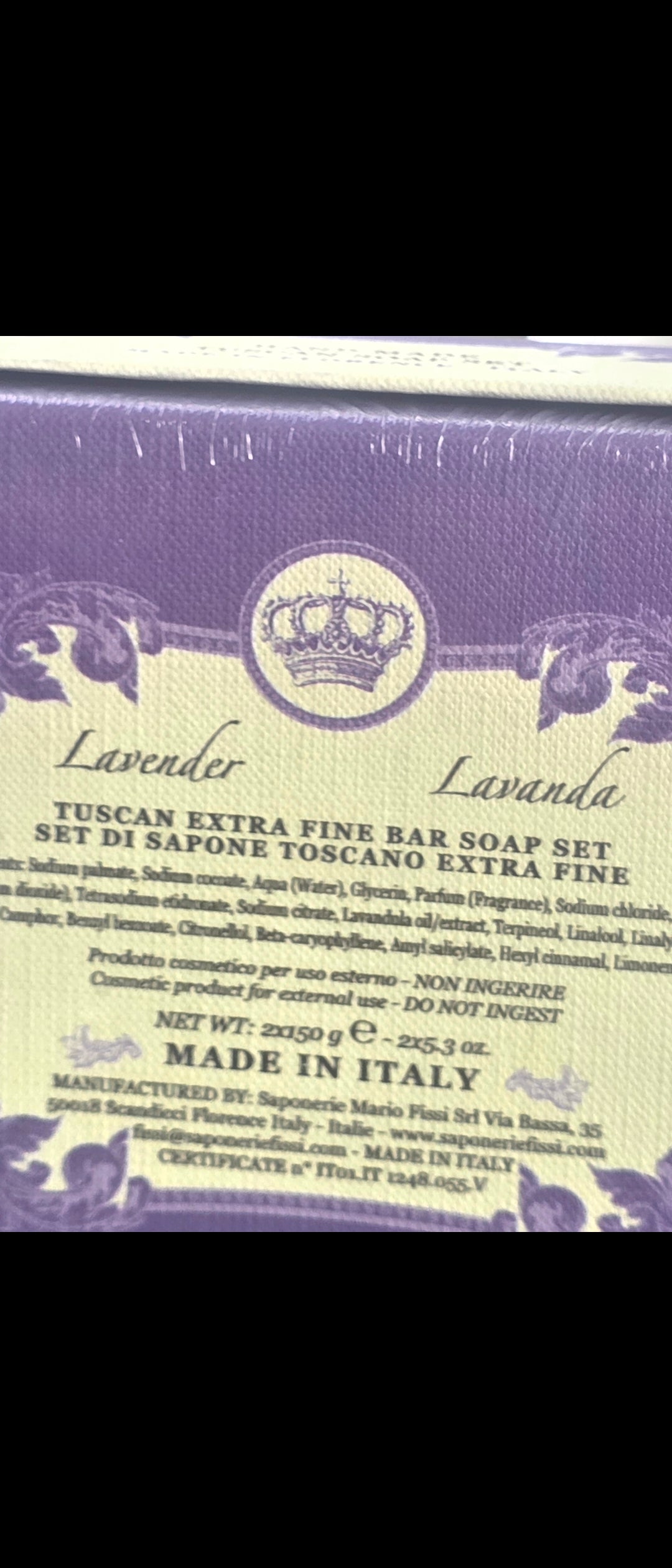 Lavender Tuscan Extra Fine Bar Soap Set – Made in Italy – 2 Luxury Soap Bars (150g Each)